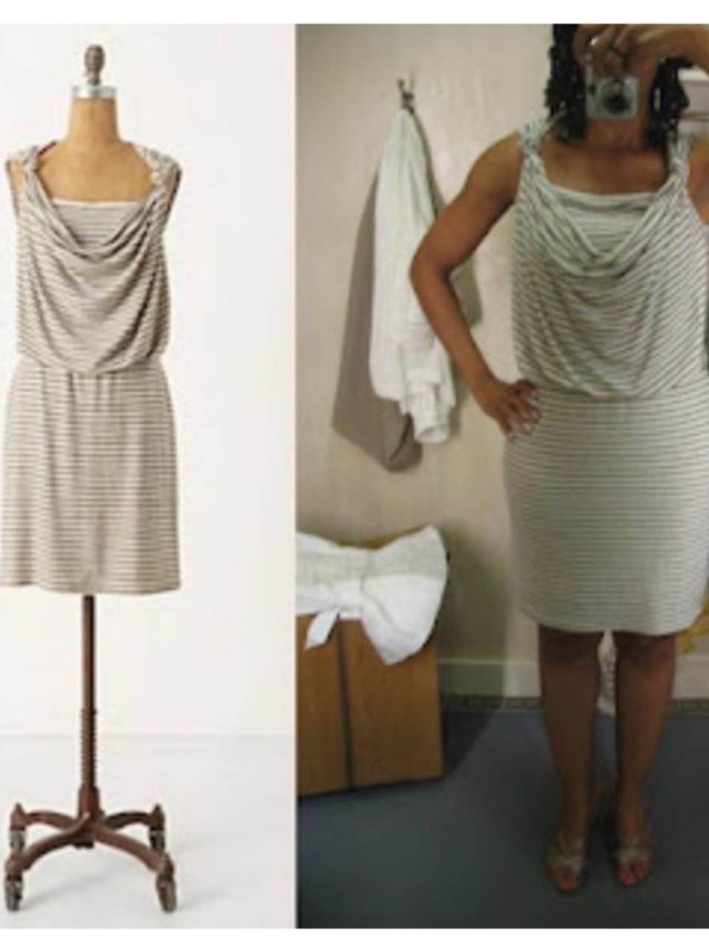 Anthropologie Weston Wear Land of Springs Cream and Red Striped Dress size large - Picture 2 of 13